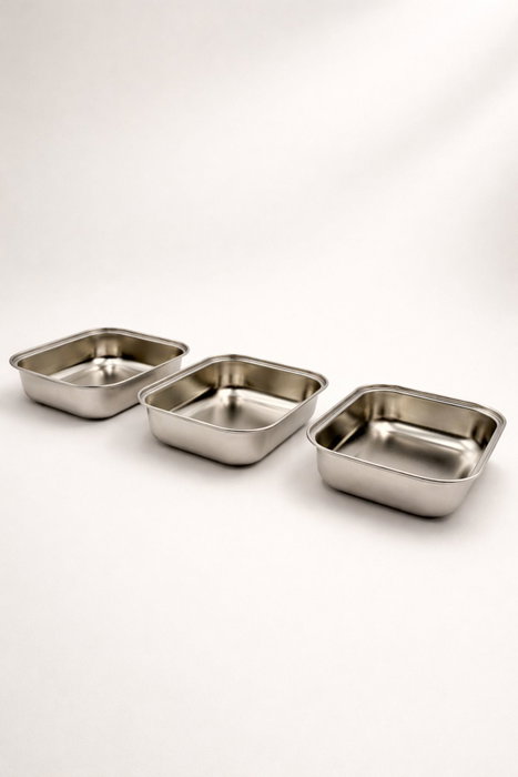 Hermia Set de 3 Recipientes para Horno de Acero Inoxidable, 650 ml